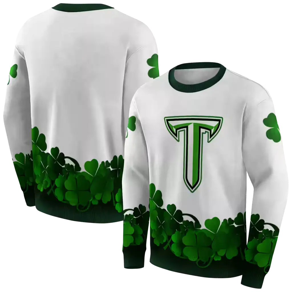 troy trojans lucky motif white green hoodie premium grade troy trojans lucky motif white green hoodie premium grade