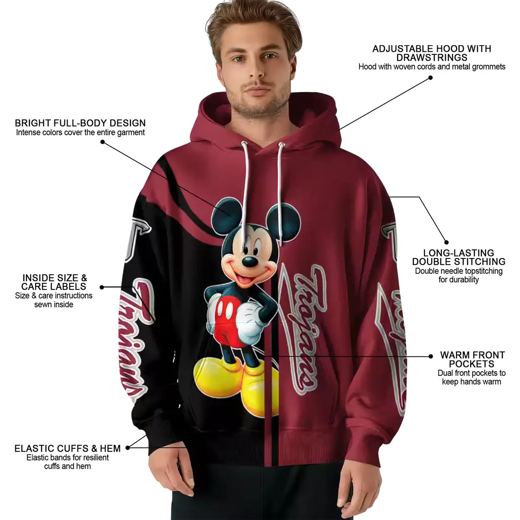 troy trojans mickey mouse red black hoodie latest model troy trojans mickey mouse red black hoodie latest model
