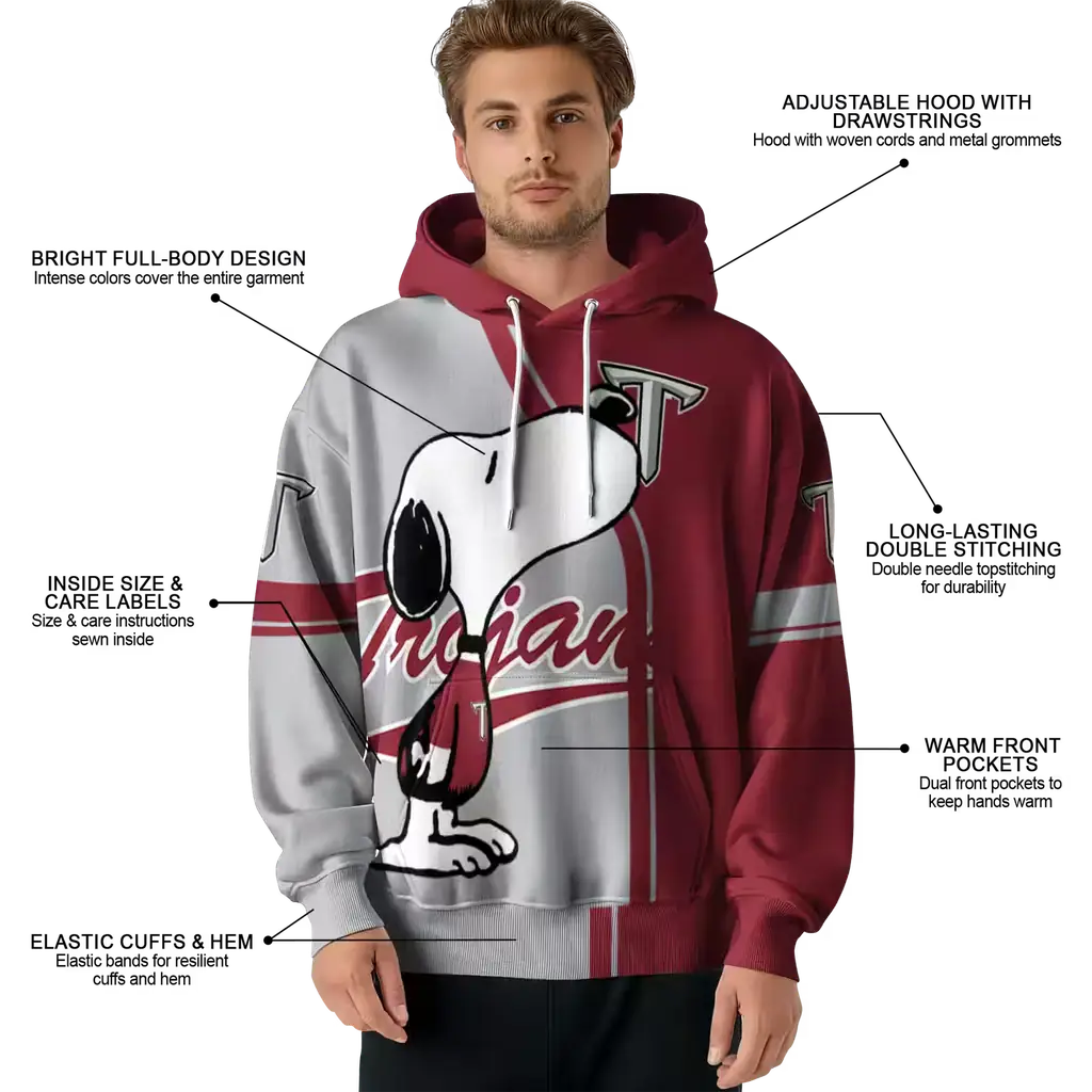 troy trojans playful snoopy red hoodie latest model troy trojans playful snoopy red hoodie latest model