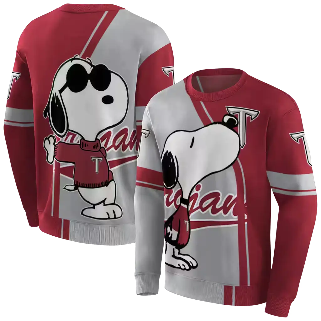 troy trojans playful snoopy red hoodie premium grade troy trojans playful snoopy red hoodie premium grade