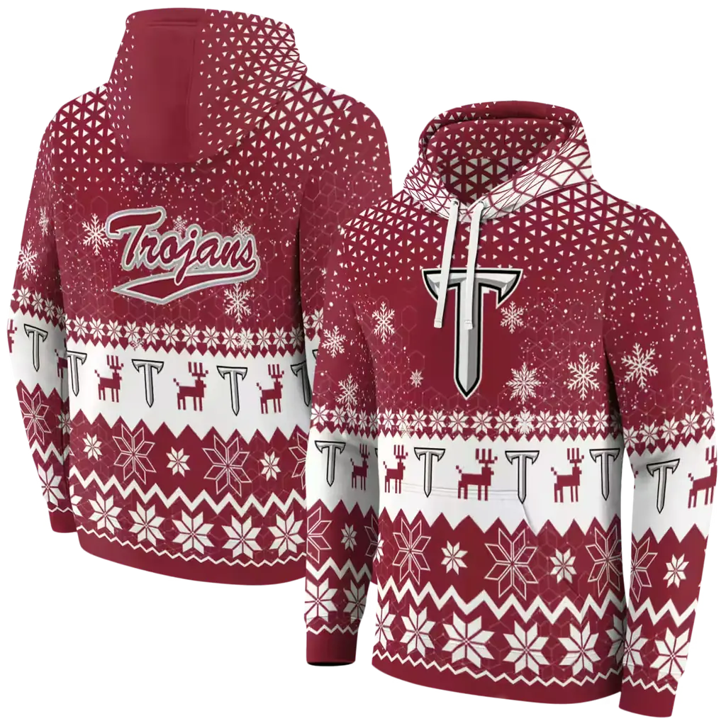 troy trojans reindeer motif red hoodie fashion forward troy trojans reindeer motif red hoodie fashion forward