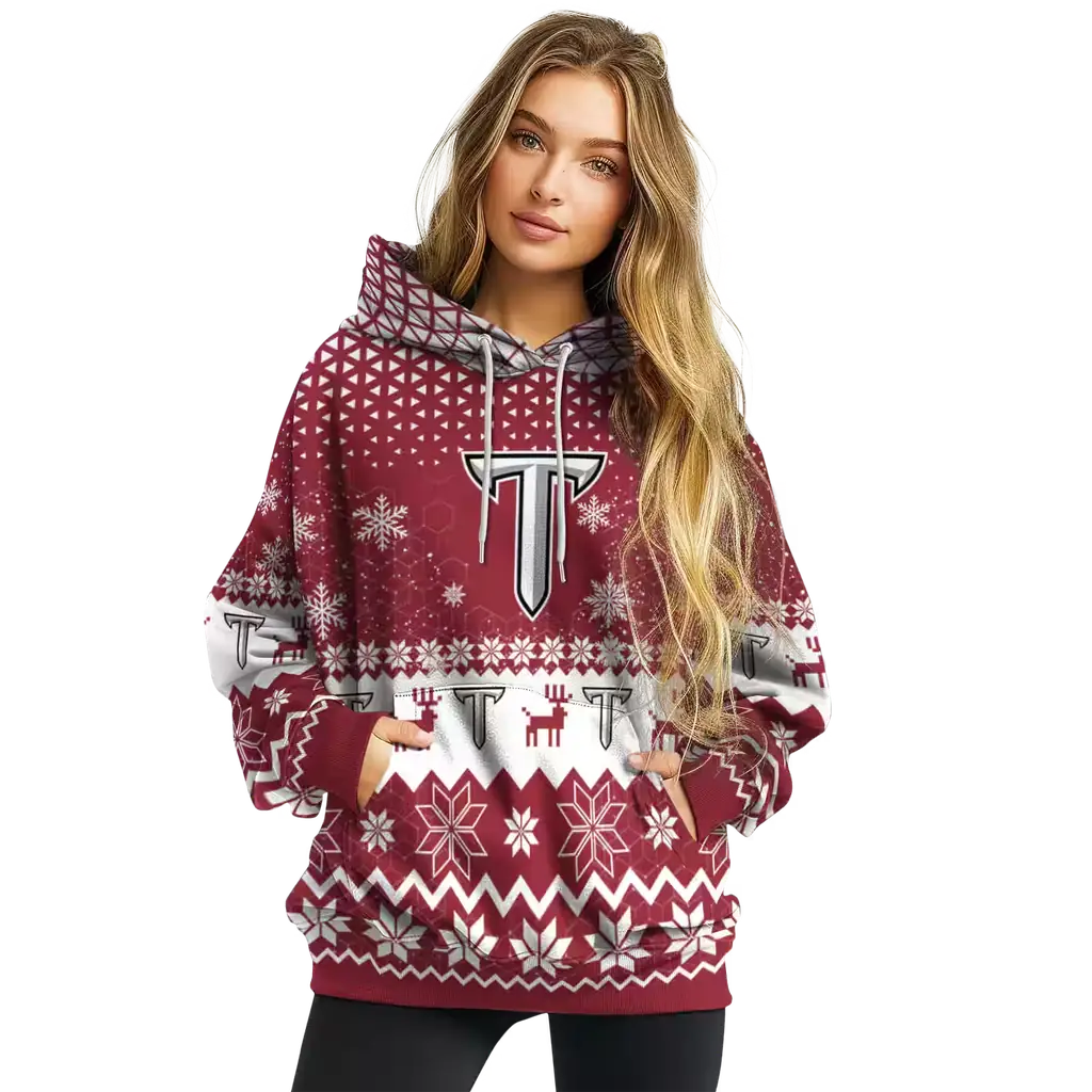 troy trojans reindeer motif red hoodie high quality troy trojans reindeer motif red hoodie high quality