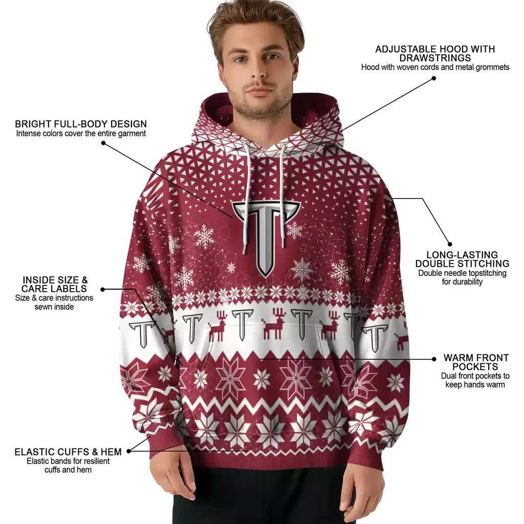 troy trojans reindeer motif red hoodie latest model troy trojans reindeer motif red hoodie latest model
