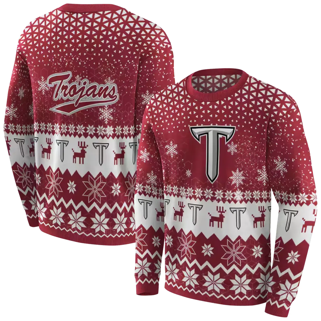 troy trojans reindeer motif red hoodie premium grade troy trojans reindeer motif red hoodie premium grade