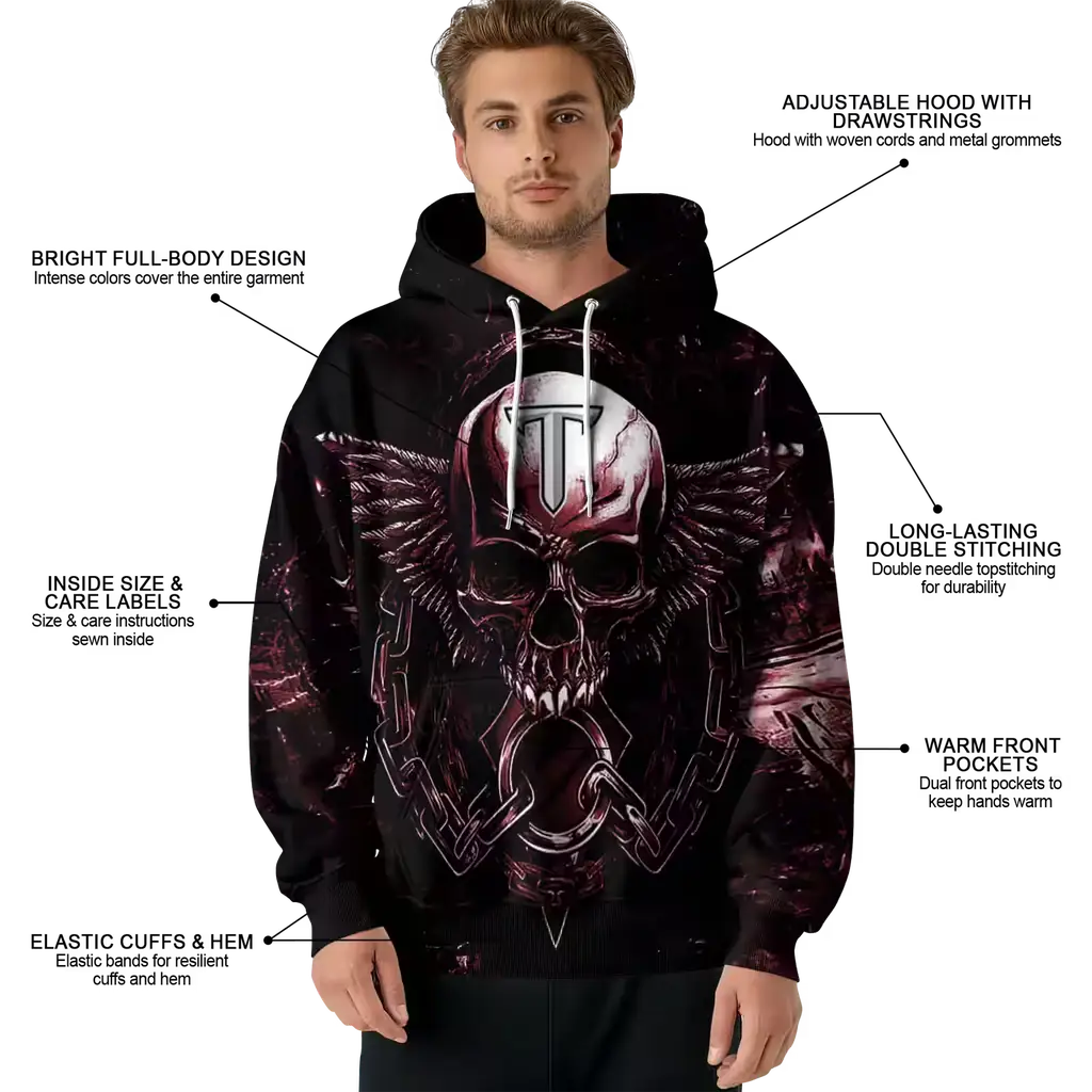 troy trojans skull artwork red black hoodie latest model troy trojans skull artwork red black hoodie latest model