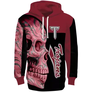 troy trojans skull motif red black hoodie best selling