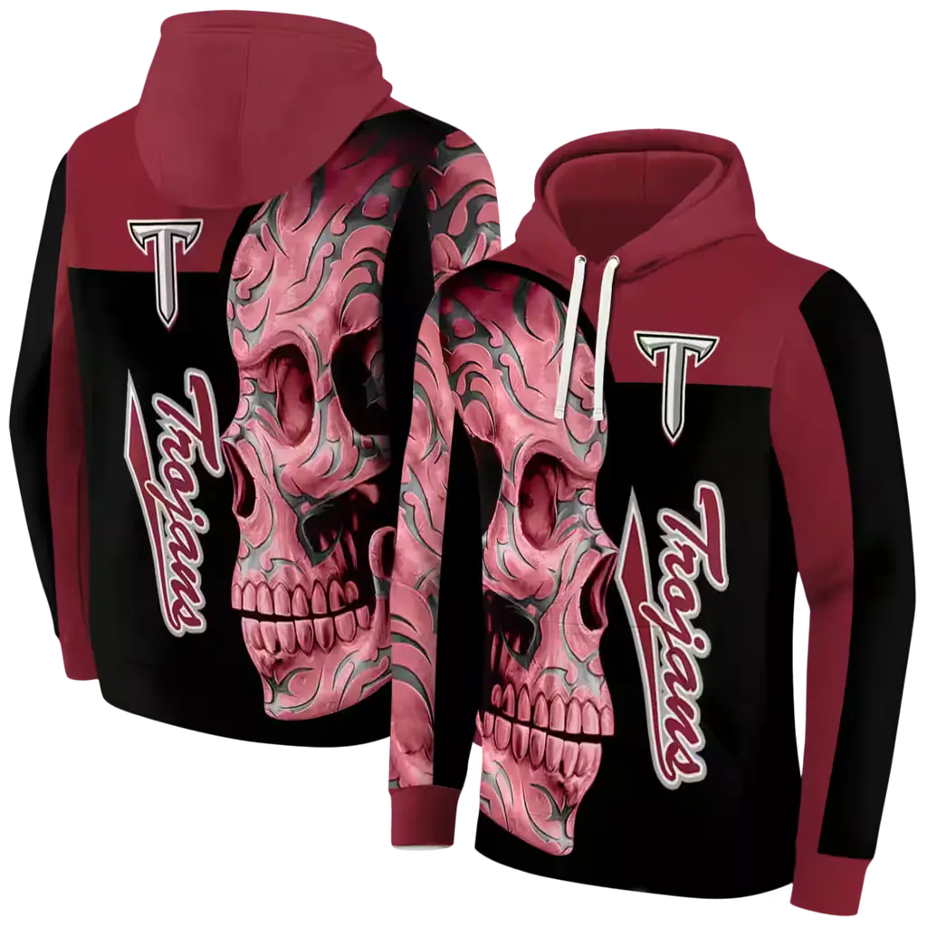 troy trojans skull motif red black hoodie fashion forward troy trojans skull motif red black hoodie fashion forward