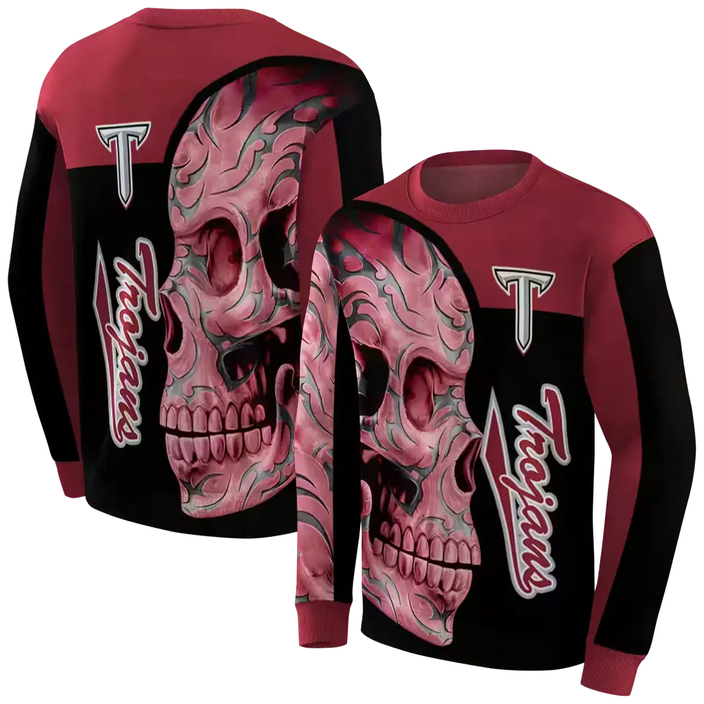 troy trojans skull motif red black hoodie premium grade troy trojans skull motif red black hoodie premium grade