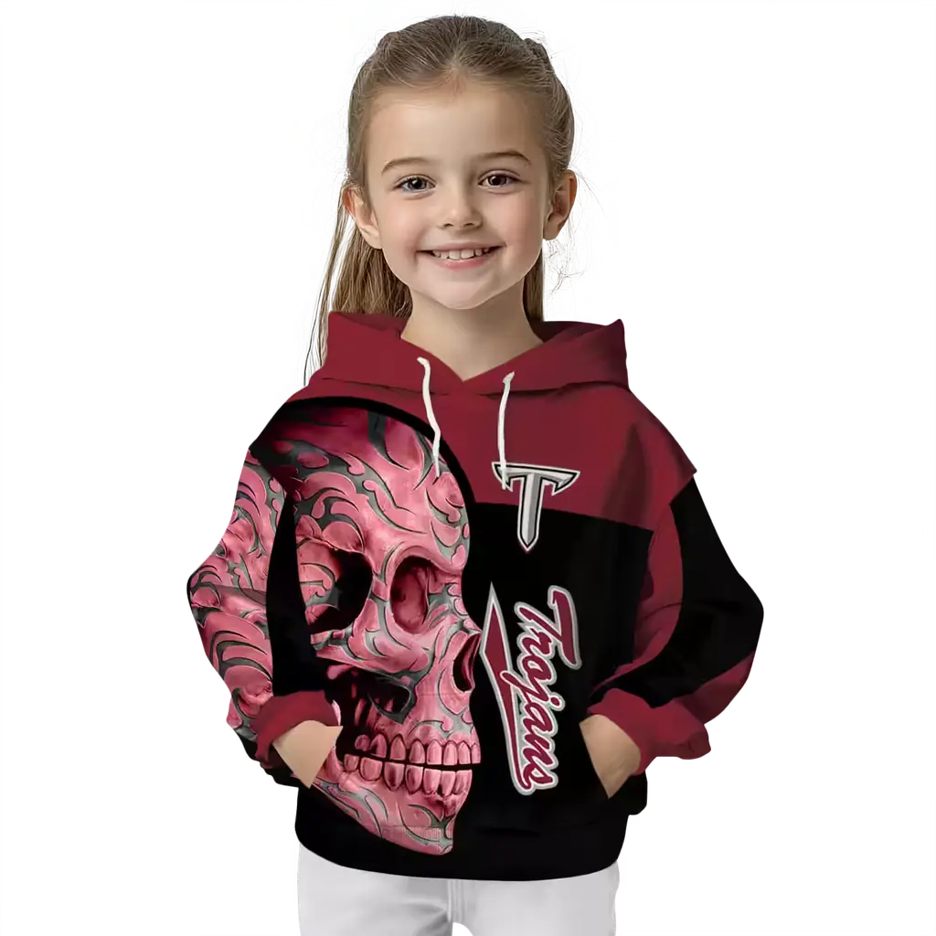 troy trojans skull motif red black hoodie top rated troy trojans skull motif red black hoodie top rated