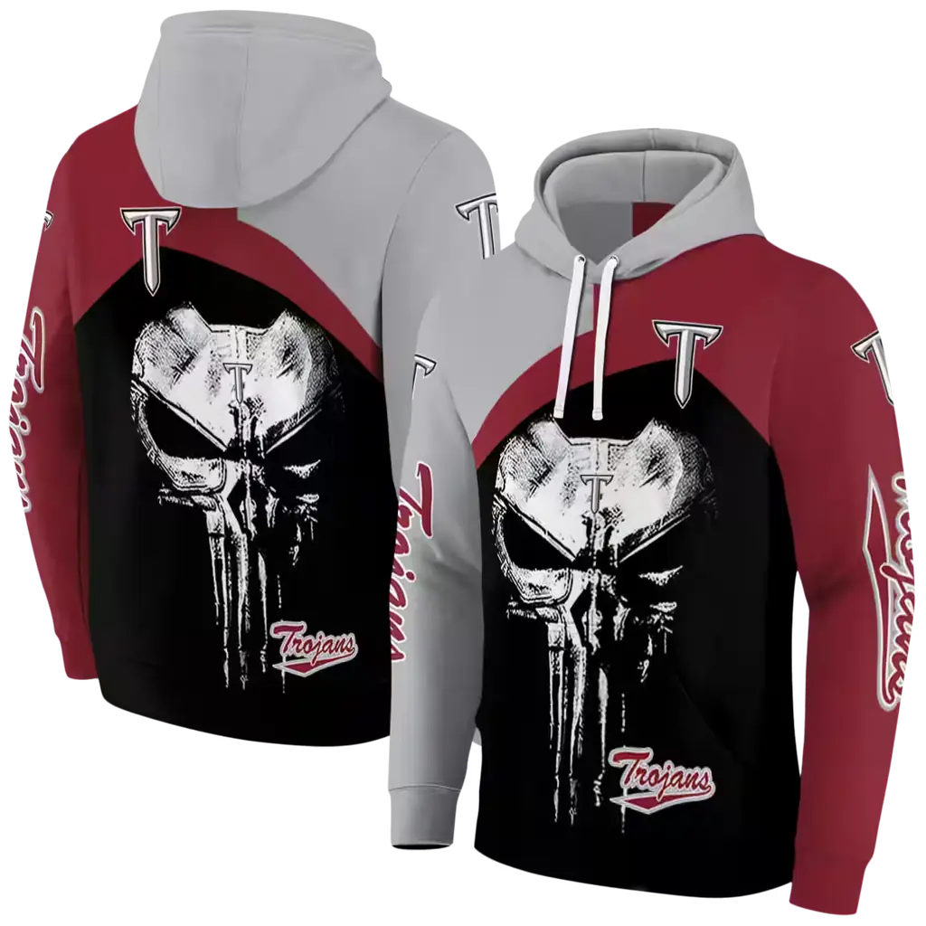 troy trojans skull punisher grey black hoodie fashion forward troy trojans skull punisher grey black hoodie fashion forward