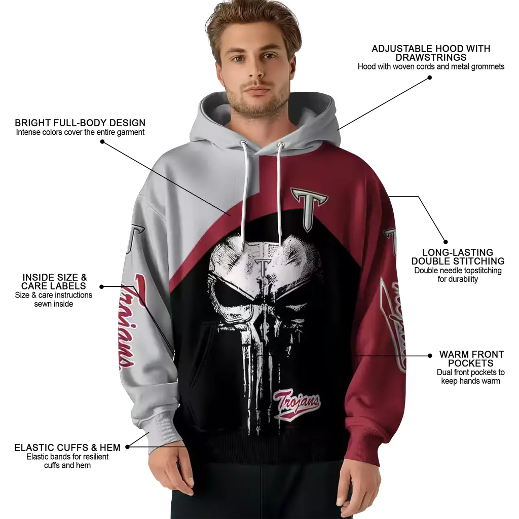 troy trojans skull punisher grey black hoodie latest model troy trojans skull punisher grey black hoodie latest model