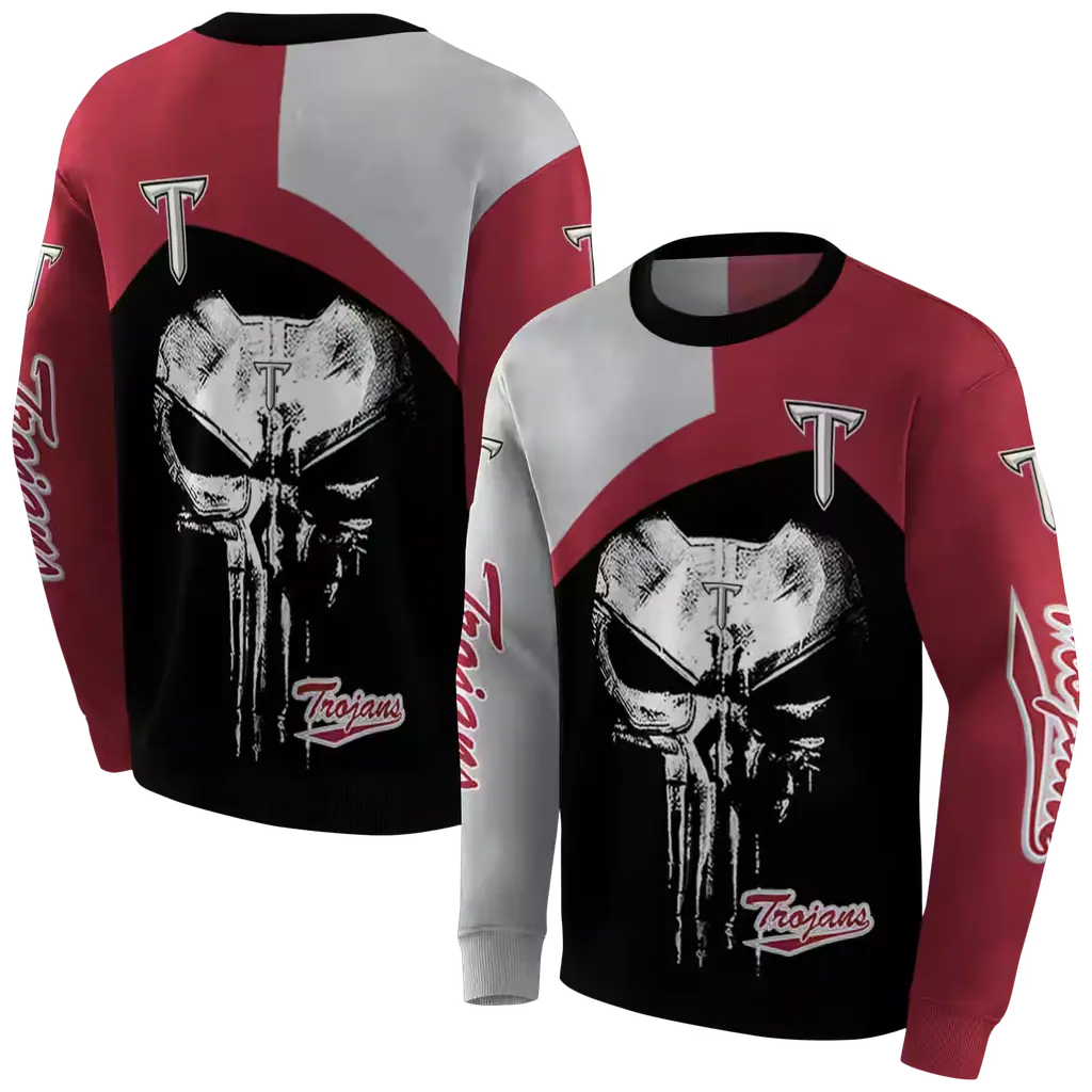 troy trojans skull punisher grey black hoodie premium grade troy trojans skull punisher grey black hoodie premium grade