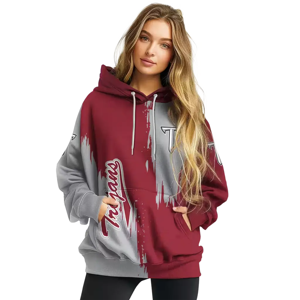 troy trojans splatter effect red hoodie high quality troy trojans splatter effect red hoodie high quality