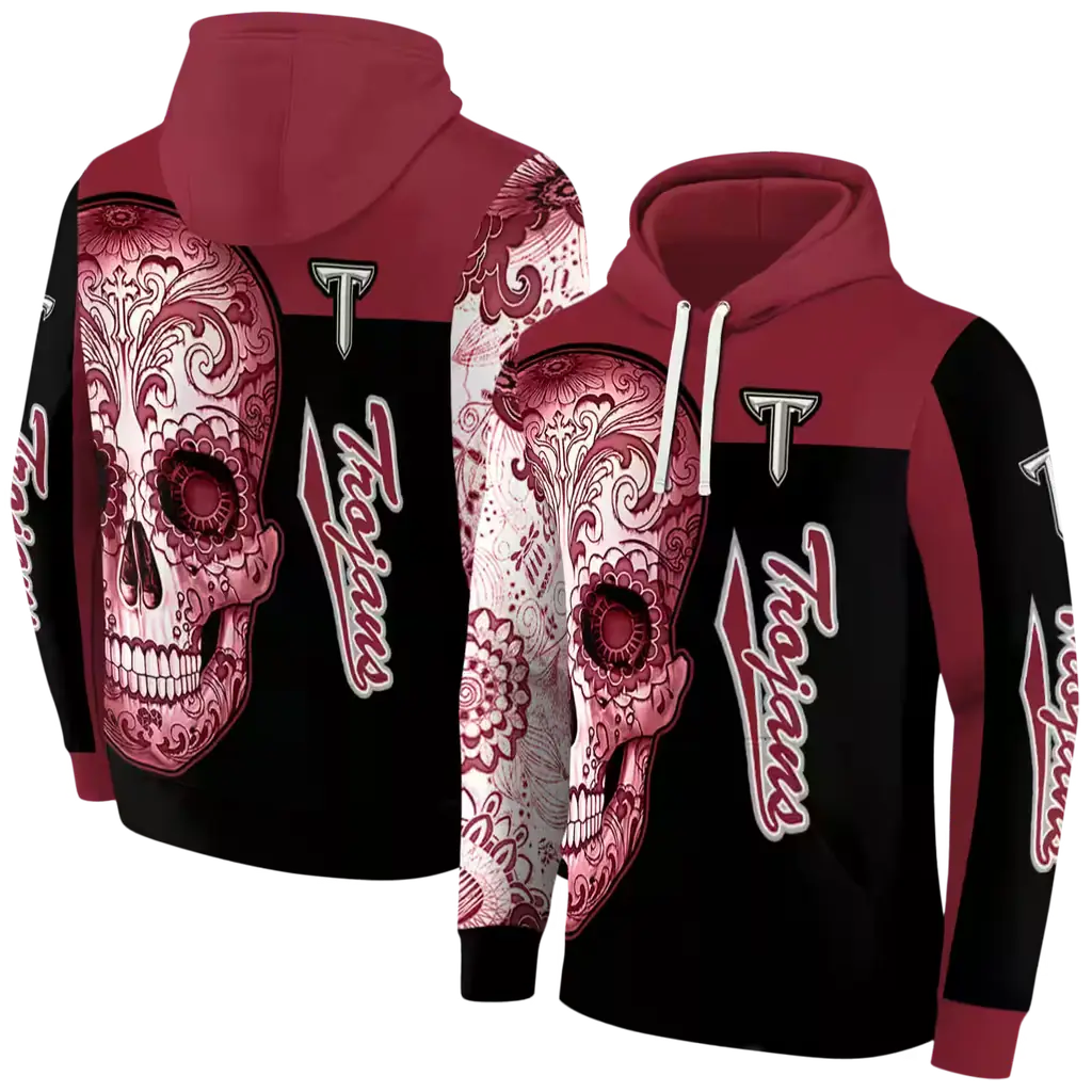 troy trojans sugar skull red black hoodie fashion forward troy trojans sugar skull red black hoodie fashion forward