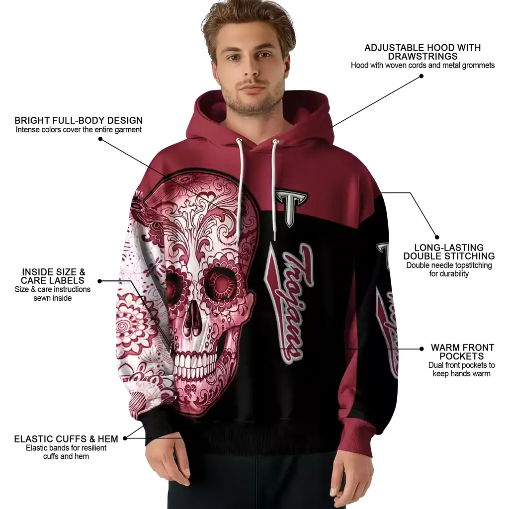 troy trojans sugar skull red black hoodie latest model troy trojans sugar skull red black hoodie latest model
