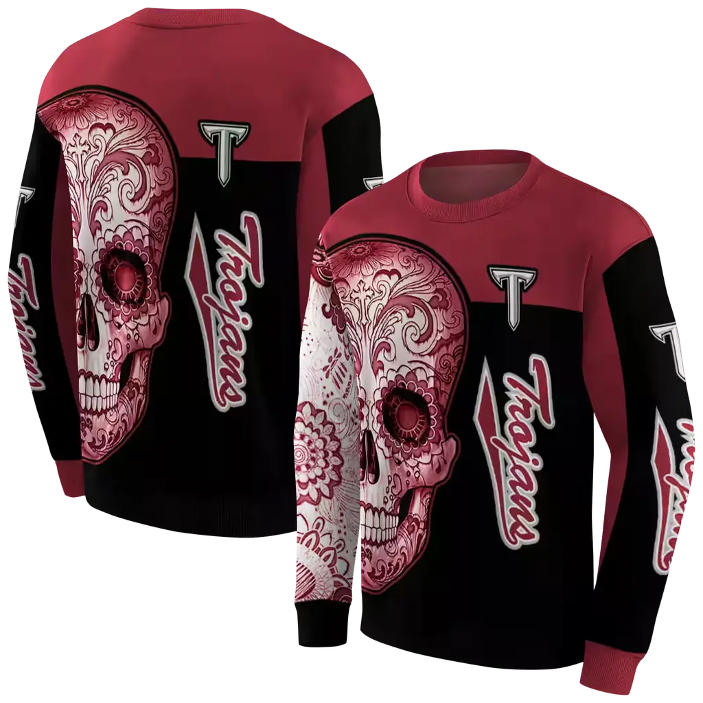 troy trojans sugar skull red black hoodie premium grade troy trojans sugar skull red black hoodie premium grade