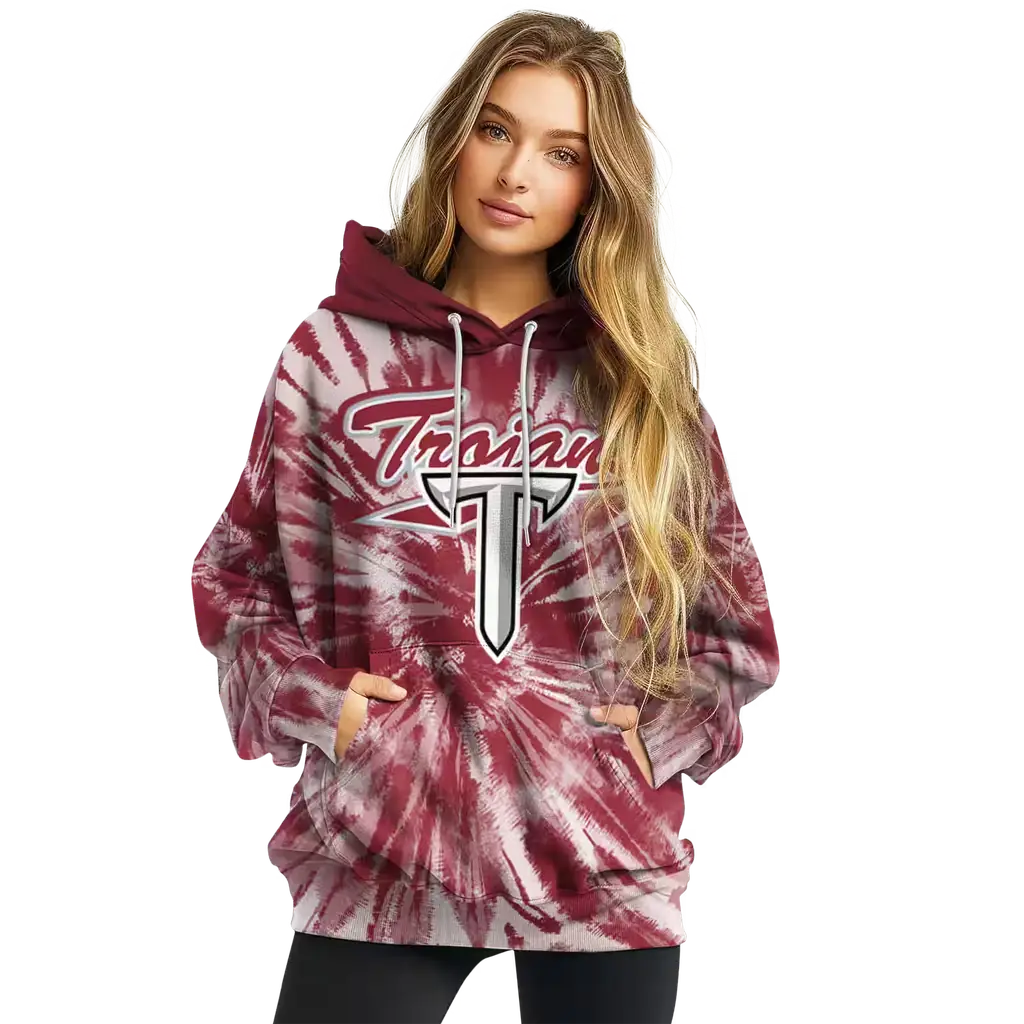 troy trojans tie dye pattern red hoodie high quality troy trojans tie dye pattern red hoodie high quality