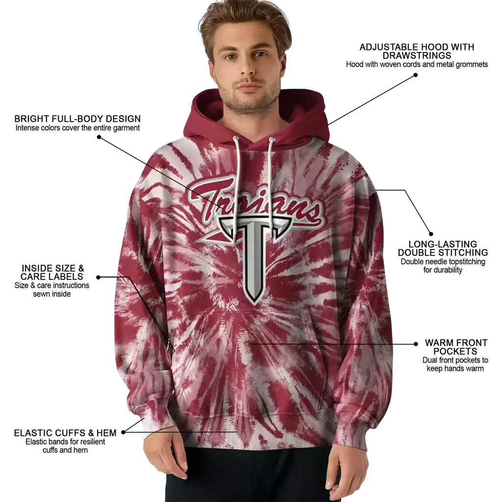 troy trojans tie dye pattern red hoodie latest model troy trojans tie dye pattern red hoodie latest model