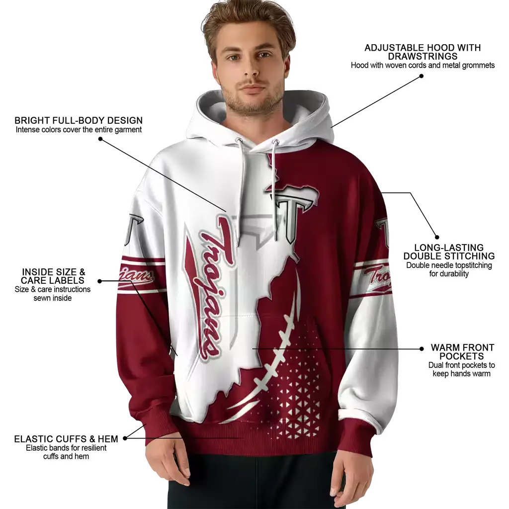 troy trojans triangular pattern red white hoodie latest model troy trojans triangular pattern red white hoodie latest model
