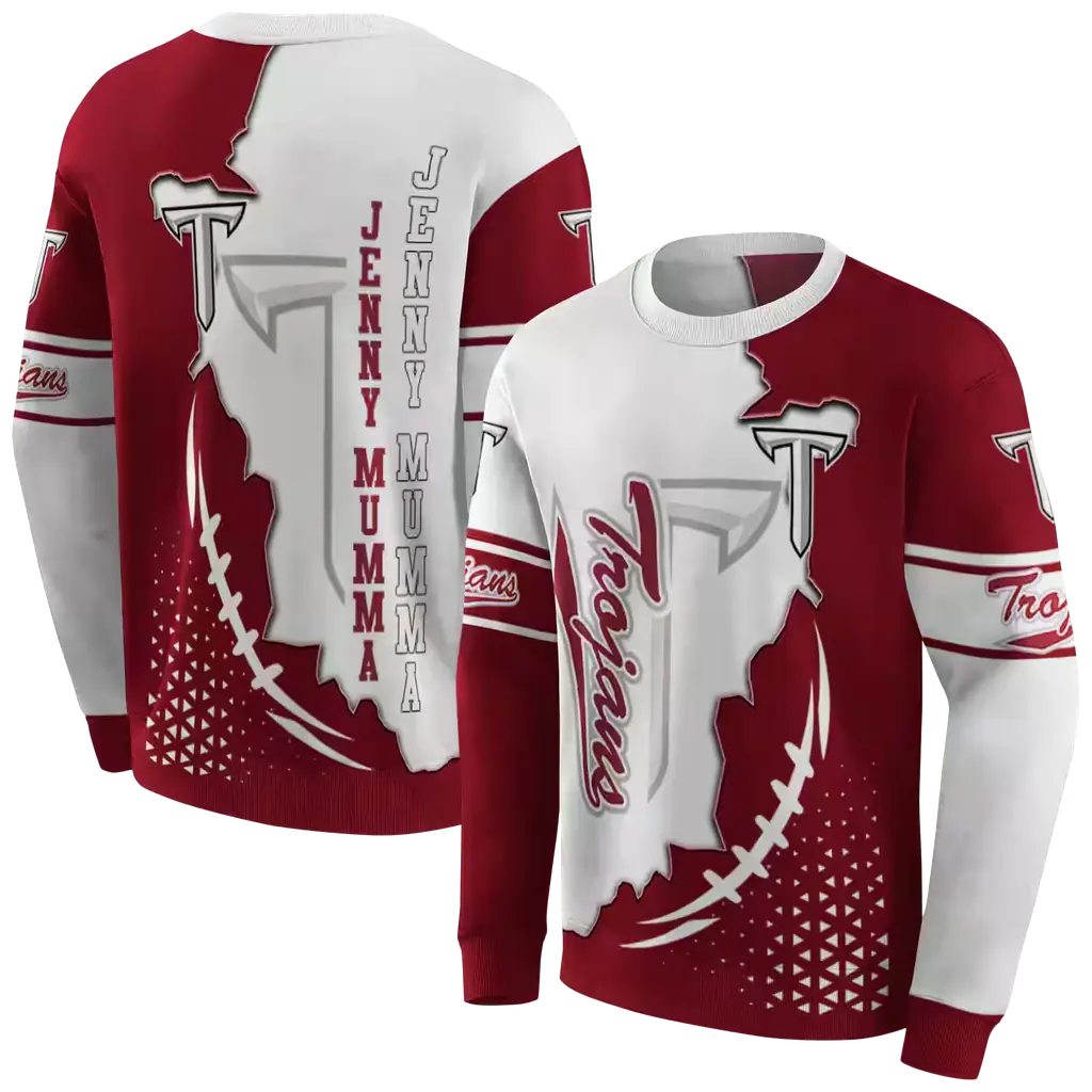 troy trojans triangular pattern red white hoodie premium grade troy trojans triangular pattern red white hoodie premium grade