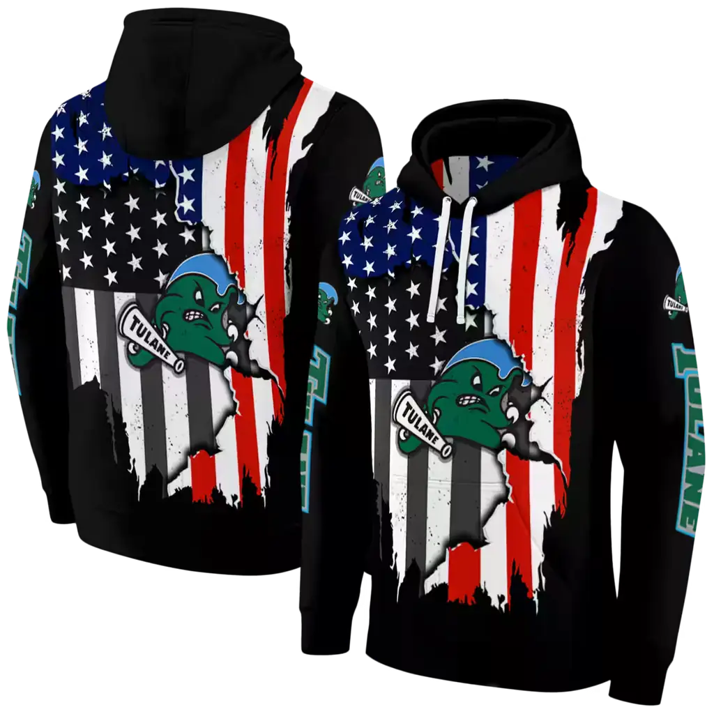 tulane green wave american pride black hoodie fashion forward tulane green wave american pride black hoodie fashion forward