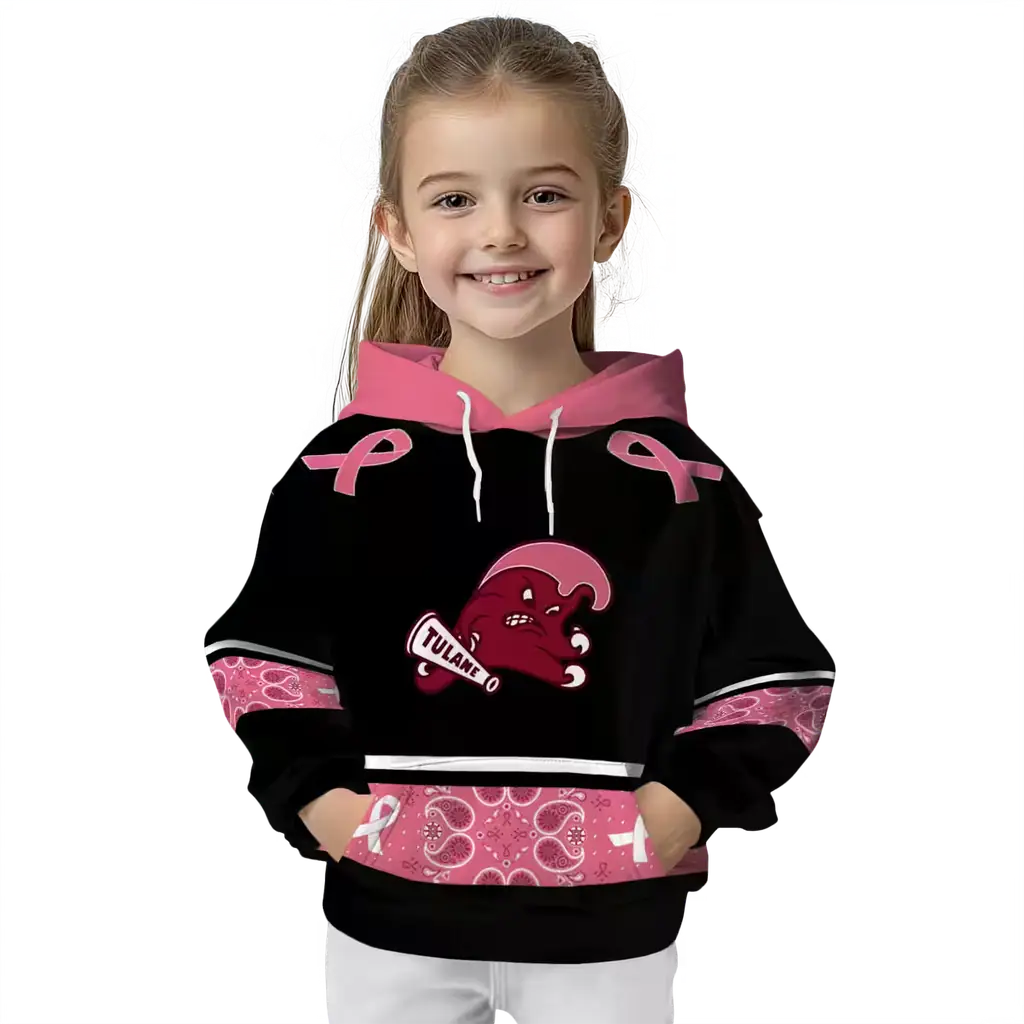 tulane green wave awareness ribbon black pink hoodie top rated tulane green wave awareness ribbon black pink hoodie top rated