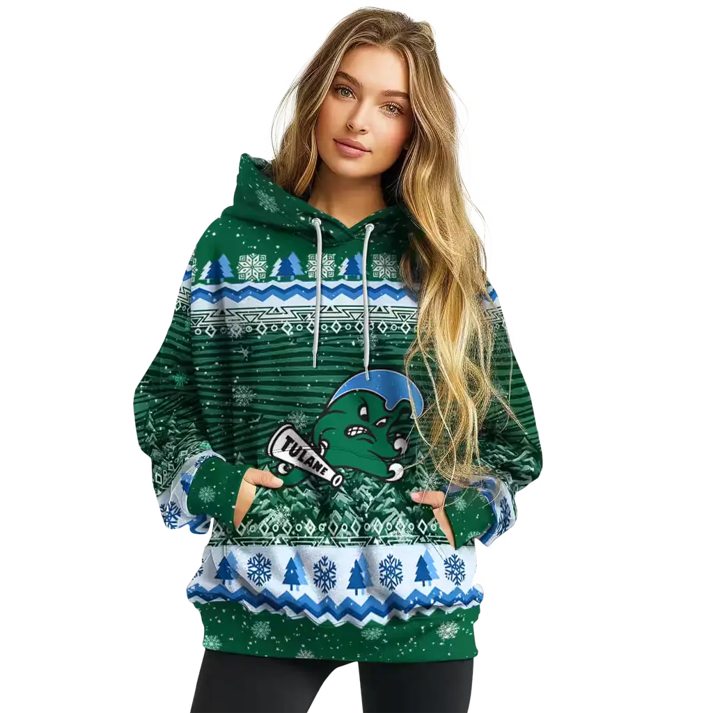 tulane green wave christmas trees green hoodie high quality tulane green wave christmas trees green hoodie high quality