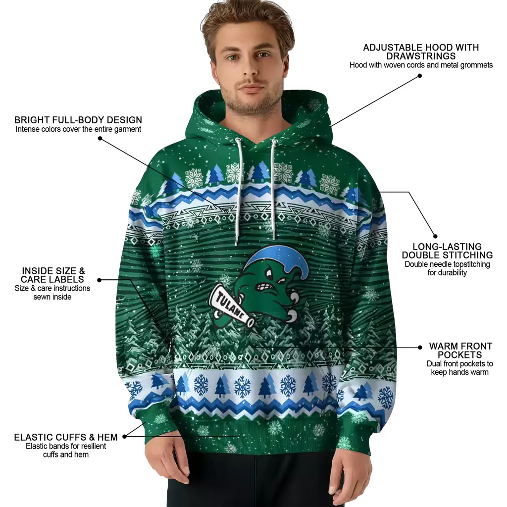 tulane green wave christmas trees green hoodie latest model tulane green wave christmas trees green hoodie latest model