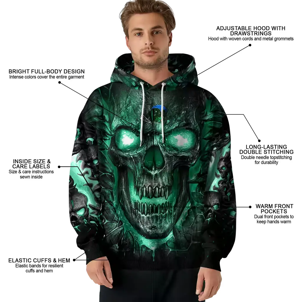 tulane green wave demonic skull green black hoodie latest model tulane green wave demonic skull green black hoodie latest model