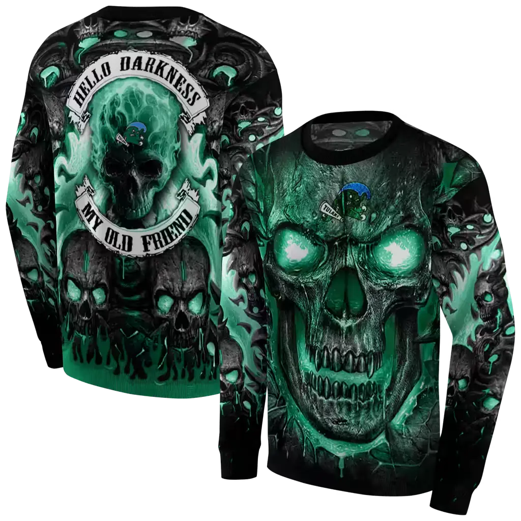 tulane green wave demonic skull green black hoodie premium grade tulane green wave demonic skull green black hoodie premium grade
