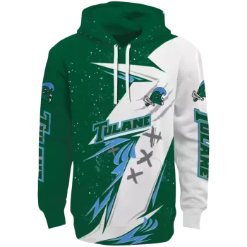 tulane green wave dynamic slash green white hoodie best selling