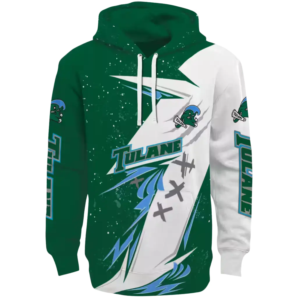 tulane green wave dynamic slash green white hoodie best selling tulane green wave dynamic slash green white hoodie best selling
