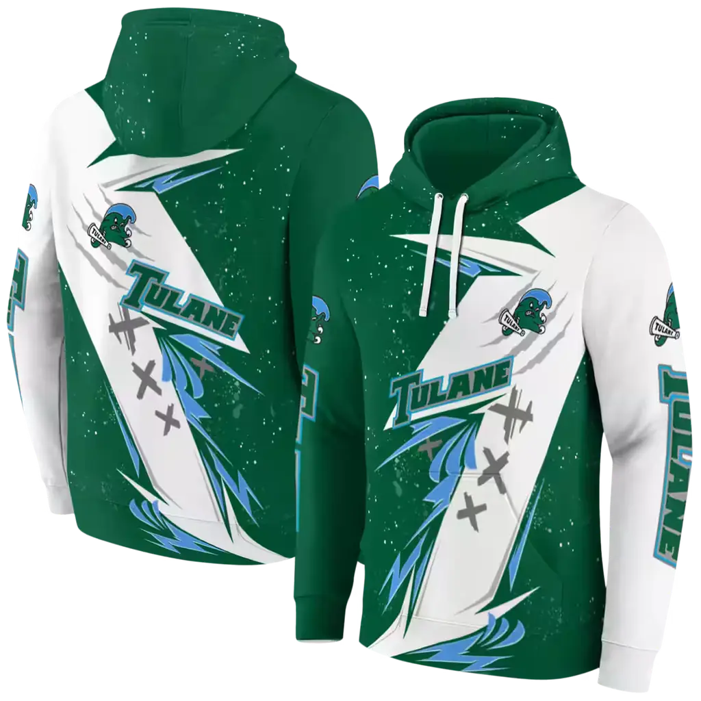 tulane green wave dynamic slash green white hoodie fashion forward tulane green wave dynamic slash green white hoodie fashion forward