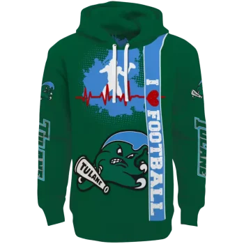 tulane green wave football heartbeat green hoodie best selling