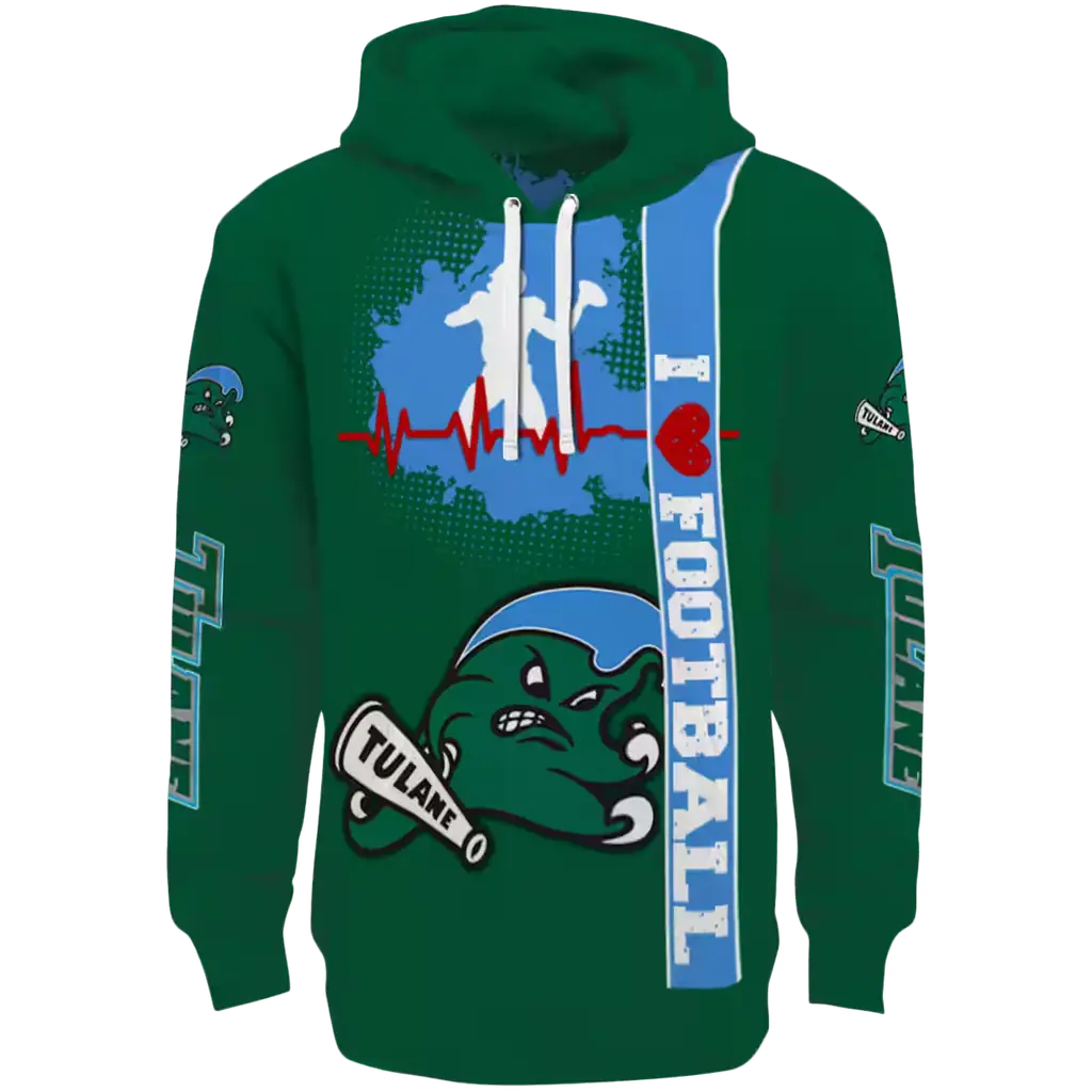tulane green wave football heartbeat green hoodie best selling tulane green wave football heartbeat green hoodie best selling