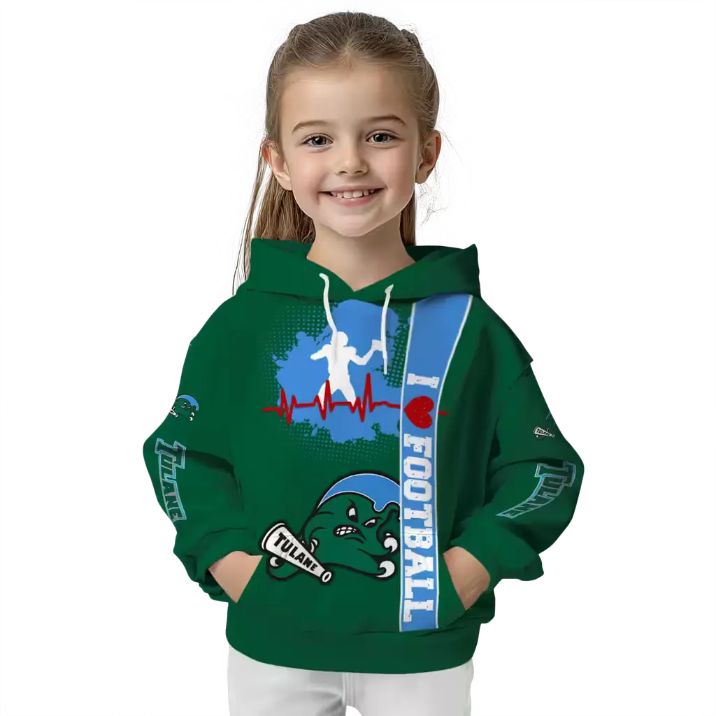 tulane green wave football heartbeat green hoodie top rated tulane green wave football heartbeat green hoodie top rated
