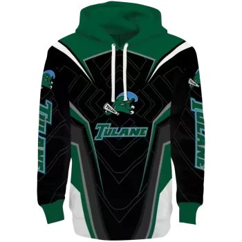 tulane green wave futuristic pattern green black hoodie best selling