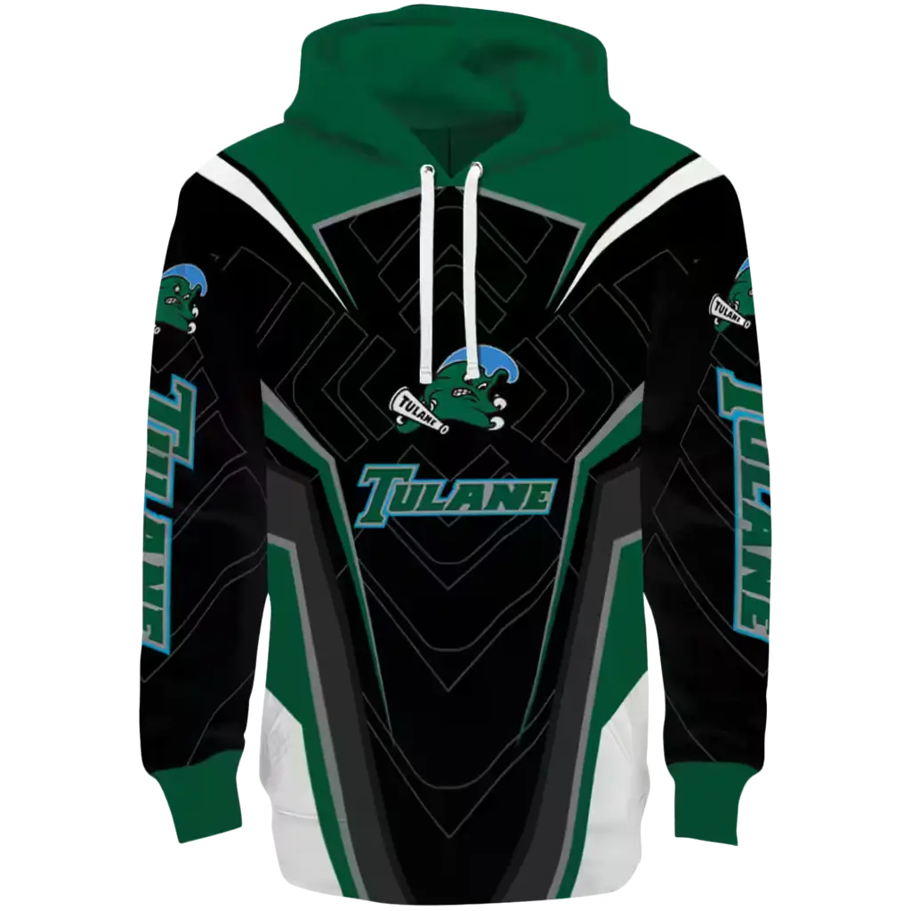 tulane green wave futuristic pattern green black hoodie best selling tulane green wave futuristic pattern green black hoodie best selling
