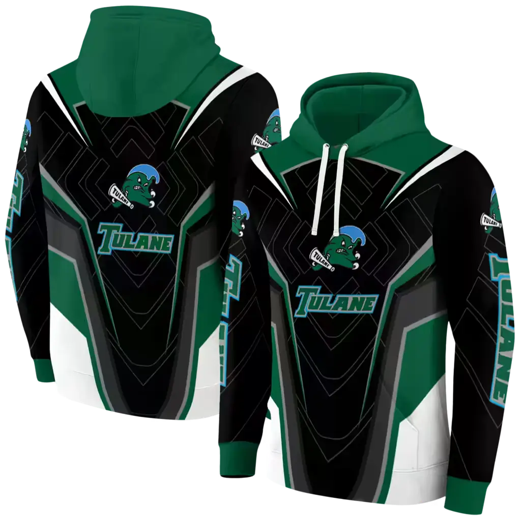 tulane green wave futuristic pattern green black hoodie fashion forward tulane green wave futuristic pattern green black hoodie fashion forward