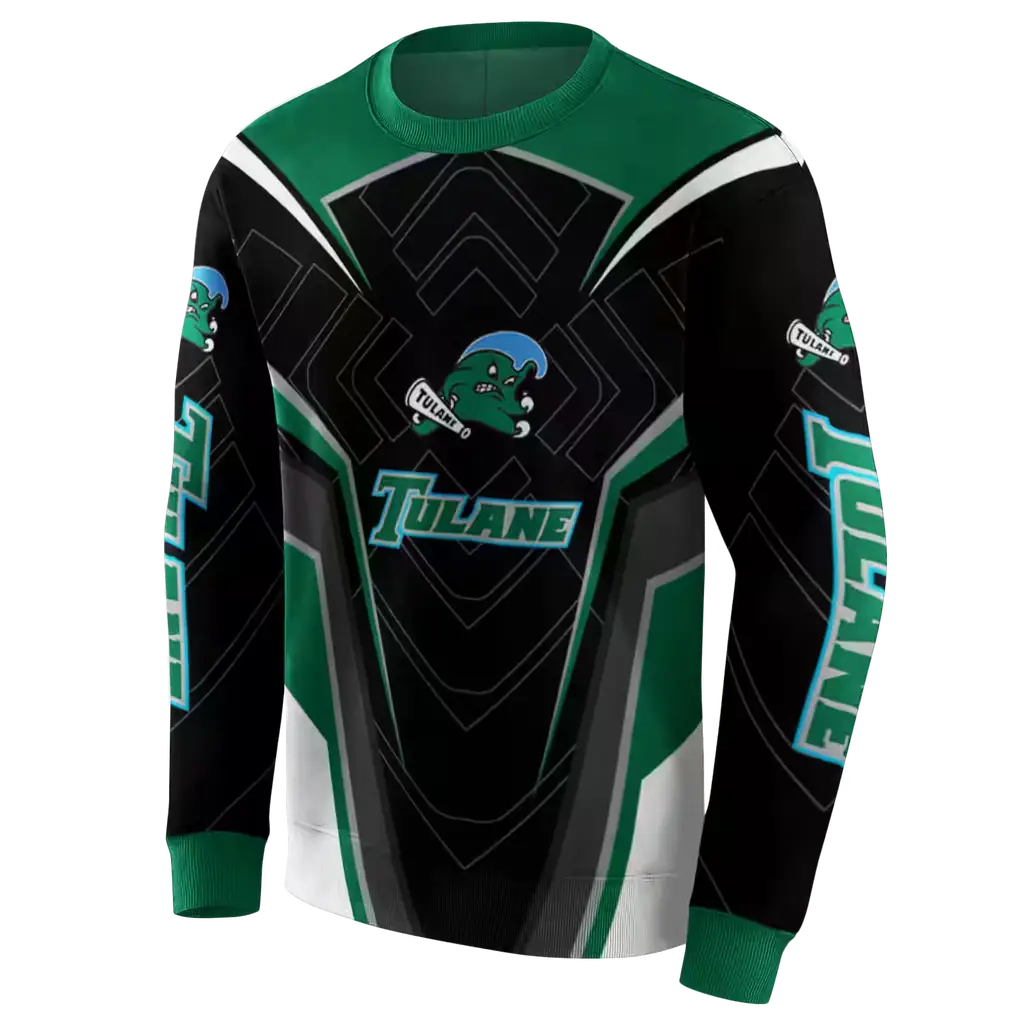 tulane green wave futuristic pattern green black hoodie new arrival tulane green wave futuristic pattern green black hoodie new arrival