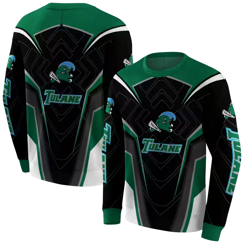 tulane green wave futuristic pattern green black hoodie premium grade tulane green wave futuristic pattern green black hoodie premium grade