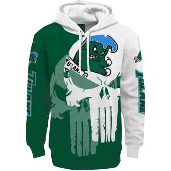 tulane green wave graphic punisher green white hoodie best selling