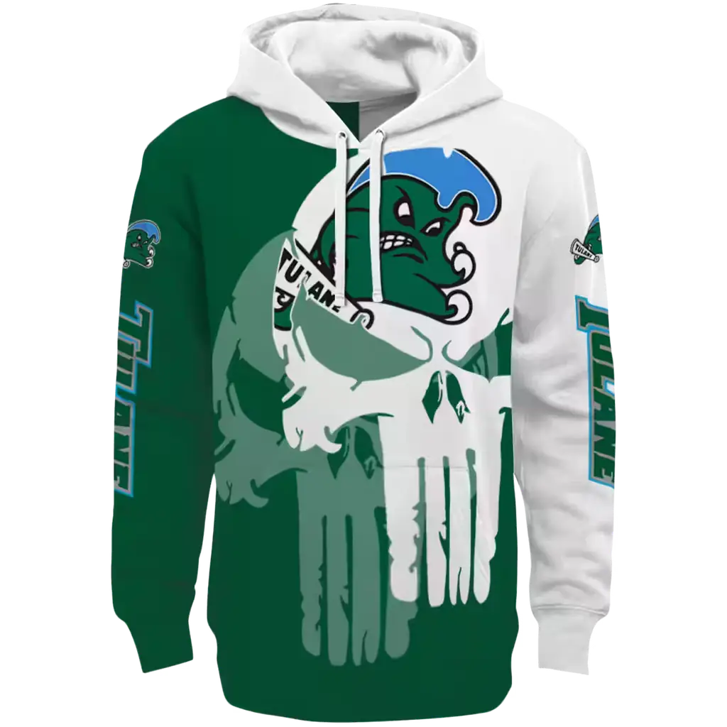 tulane green wave graphic punisher green white hoodie best selling tulane green wave graphic punisher green white hoodie best selling