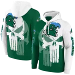 tulane green wave graphic punisher green white hoodie best selling