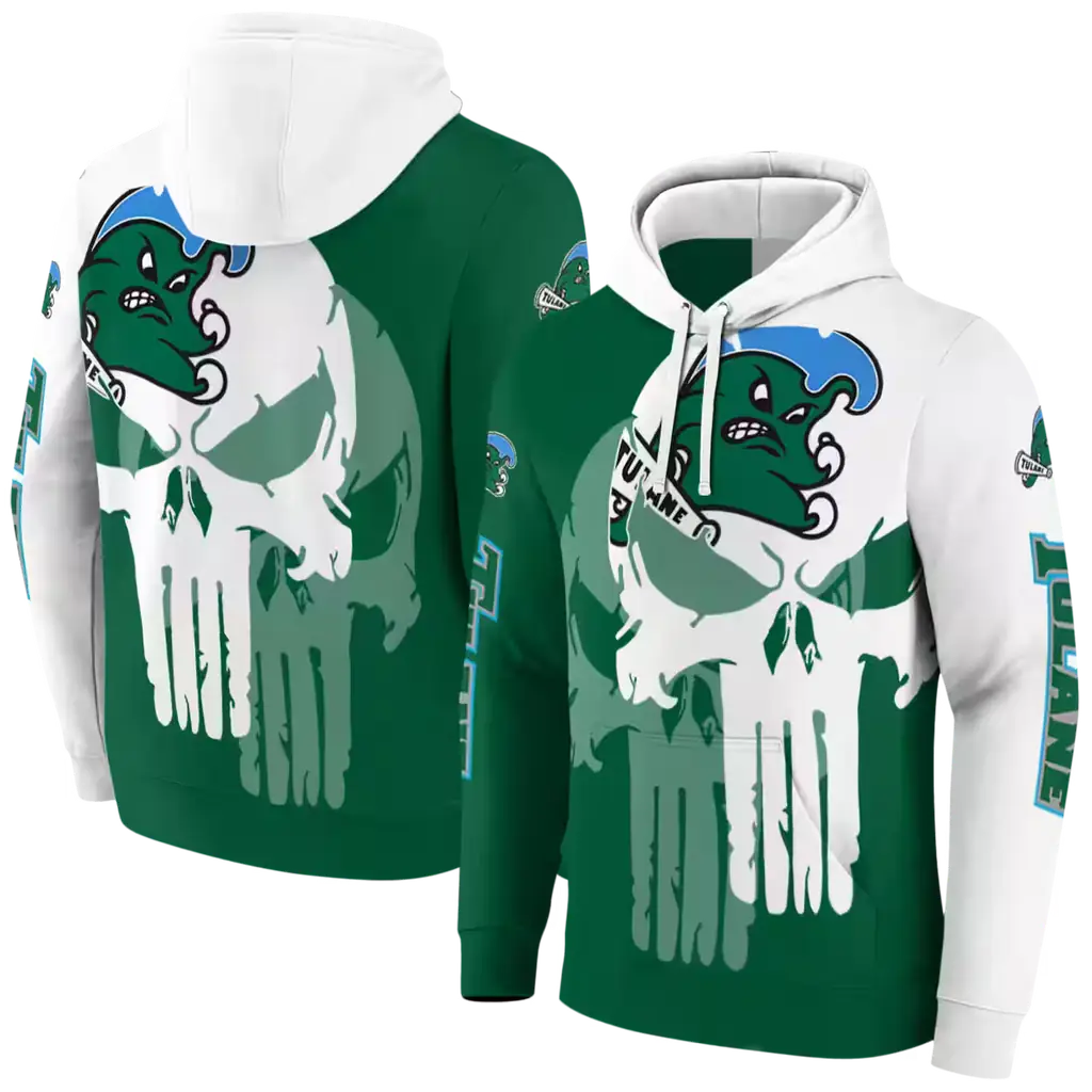 tulane green wave graphic punisher green white hoodie fashion forward tulane green wave graphic punisher green white hoodie fashion forward