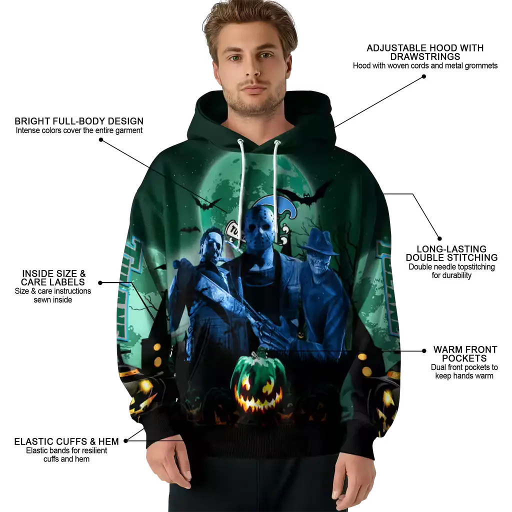 tulane green wave halloween vibes green black hoodie latest model tulane green wave halloween vibes green black hoodie latest model