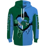 tulane green wave heartbeat graphic green hoodie best selling