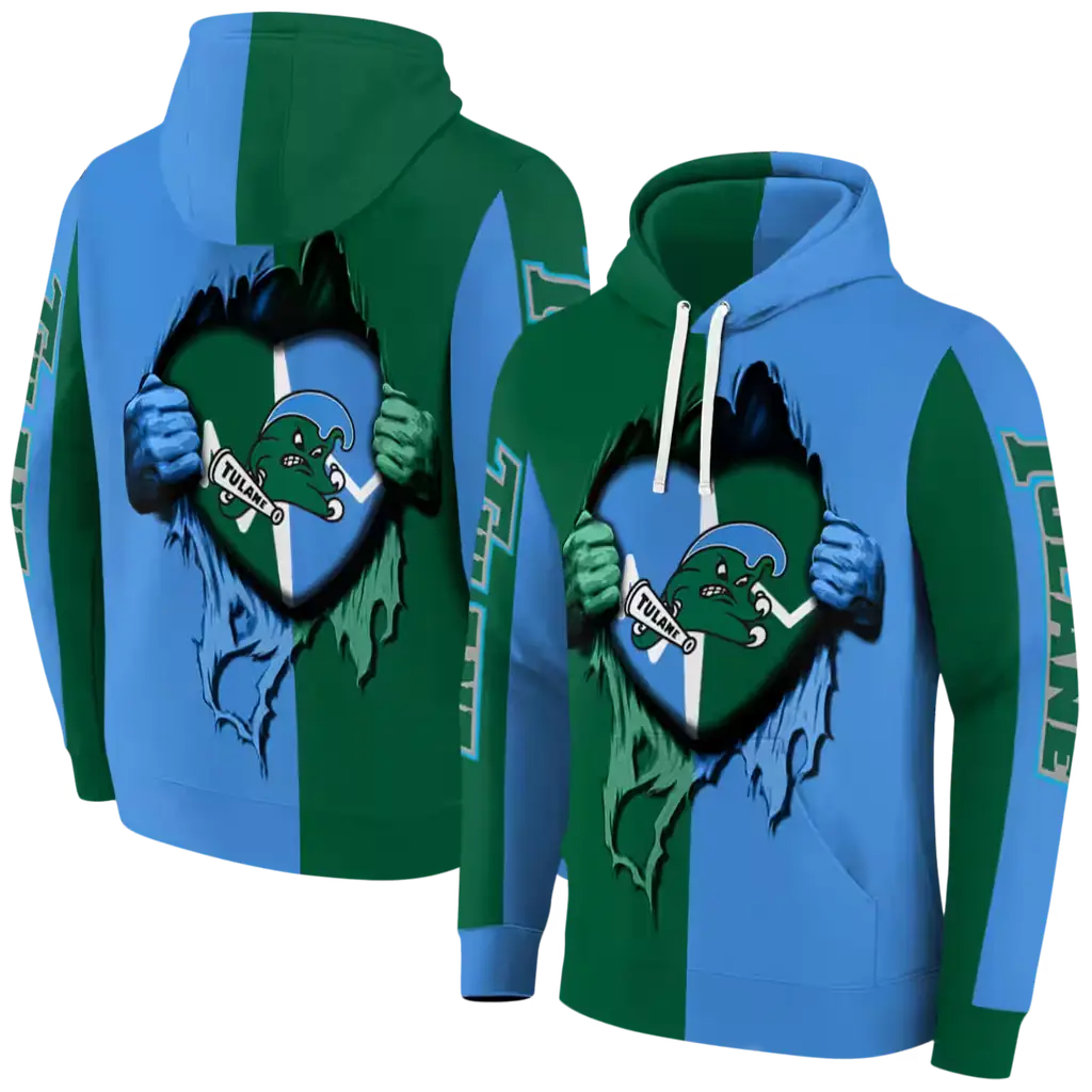 tulane green wave heartbeat graphic green hoodie fashion forward tulane green wave heartbeat graphic green hoodie fashion forward