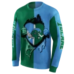 tulane green wave heartbeat graphic green hoodie best selling