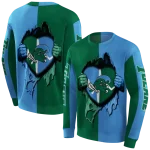 tulane green wave heartbeat graphic green hoodie best selling